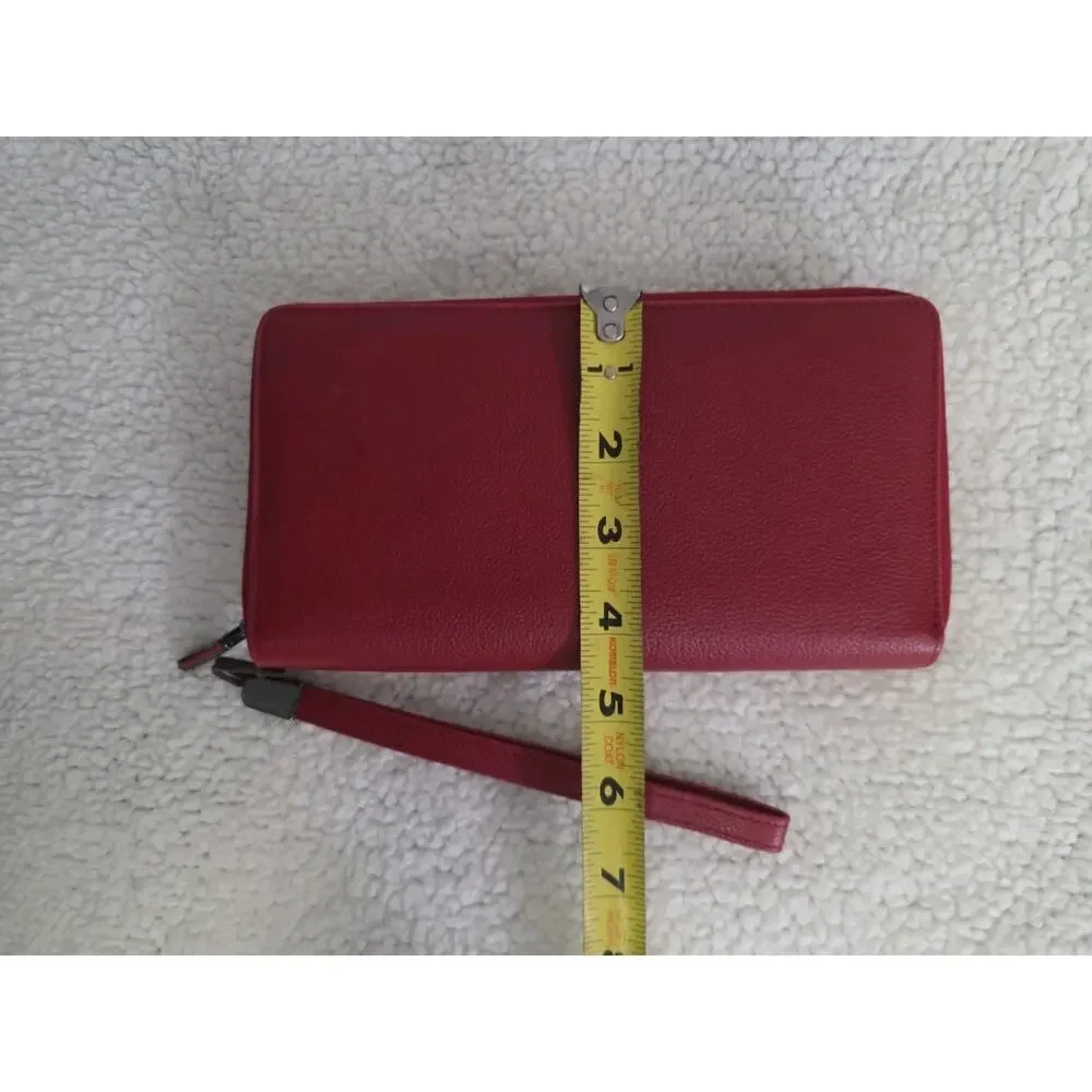 Bveyzi RFID Blocking Wallet Wristlet Leather Zip Around Phone Holder Clutch Red